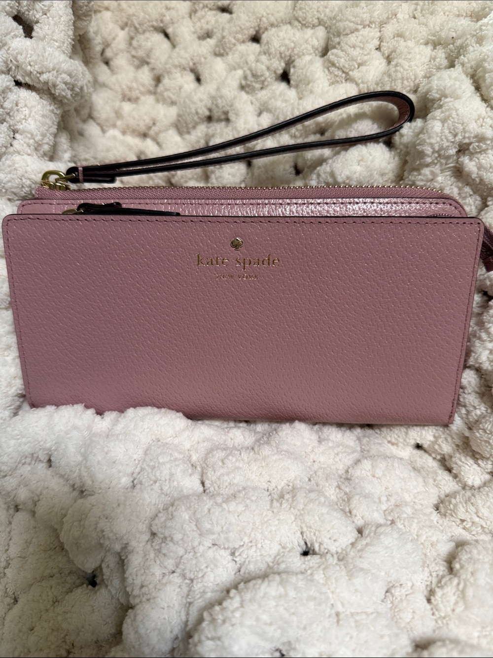 kate spade Dusty Pink Leather Wristlet Clutch